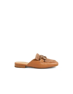 PEEBLES MI DK TAN TAN LEATHER SYN RAFFIA