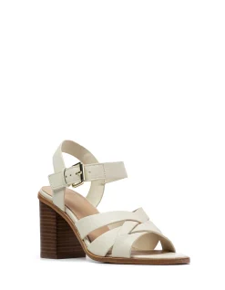 PENNI Vintage Ivory Leather Block Heel