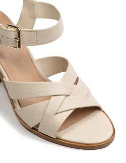PENNI Vintage Ivory Leather Block Heel