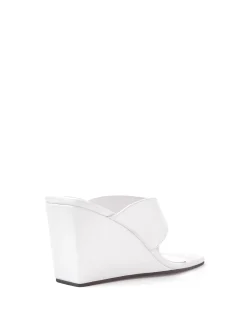 PERRI White Leather Wedge Thong