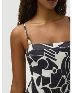 Phillip Art Deco Print Square Neck Swimsuit