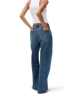 Phoebe Mid Rise Drawstring Wide Leg Jeans