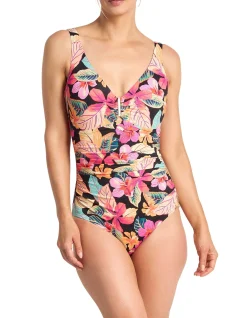 Phuket DD/E Ruched Bar Front One Piece Swimsuit