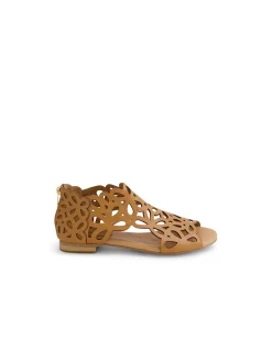 Pietro Laser Cut Leather Flat Sandals
