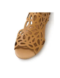 Pietro Laser Cut Leather Flat Sandals