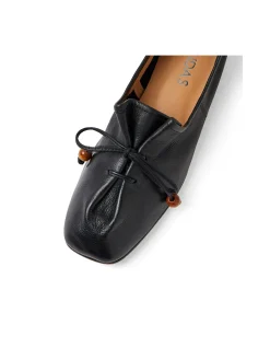 Pigeon Beaded Tie Front Leather Flats