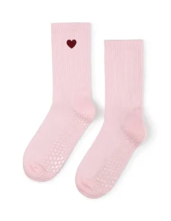 Pilates Heart Grip Bamboo Crew Socks
