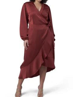 PINK DUSK - GIRL CRUSH SATIN WRAP DRESS