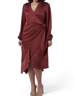 PINK DUSK - GIRL CRUSH SATIN WRAP DRESS