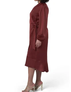 PINK DUSK - GIRL CRUSH SATIN WRAP DRESS