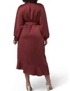 PINK DUSK - GIRL CRUSH SATIN WRAP DRESS