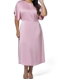 PINK DUSK - LUST UNLEASHED SATIN MIDI DRESS