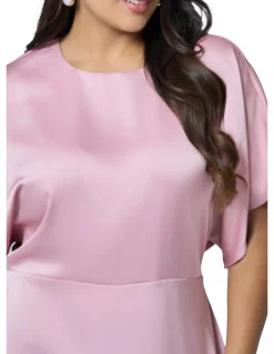 PINK DUSK - LUST UNLEASHED SATIN MIDI DRESS