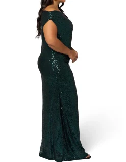 PINK DUSK-PLATINUM NIGHTS SEQUIN MAXI DRESS