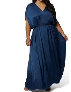 PINK DUSK-APHRODITE SATIN MAXI DRESS
