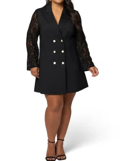PINK DUSK-ENVY LACE TUXEDO MINI DRESS