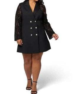 PINK DUSK-ENVY LACE TUXEDO MINI DRESS