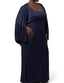 PINK DUSK-SULTRY SATIN CAPE DRESS