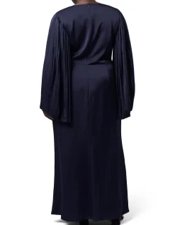 PINK DUSK-SULTRY SATIN CAPE DRESS