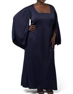 PINK DUSK-SULTRY SATIN CAPE DRESS