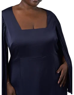 PINK DUSK-SULTRY SATIN CAPE DRESS