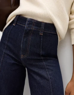 Pintuck High Waisted Wide Leg Ankle Grazer Jeans