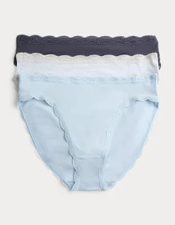 3pk Cotton Rich High Leg Knickers