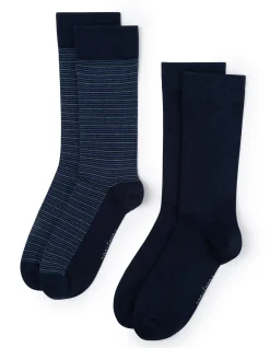 2PK COMFORT TOP BOLD STRIPE CREW SOCKS