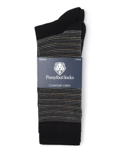 2PK COMFORT TOP BOLD STRIPE CREW SOCKS
