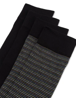 2PK COMFORT TOP BOLD STRIPE CREW SOCKS