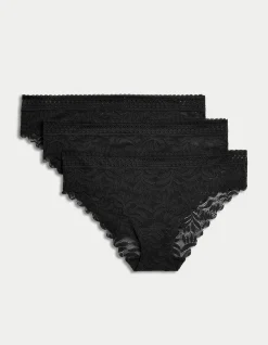 3pk Flexifit Lace Brazilian Knickers
