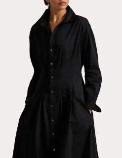 PLEATED COTTON SHIRTDRESS