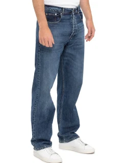 5 Pocket Indigo Straight Leg Cotton Jeans