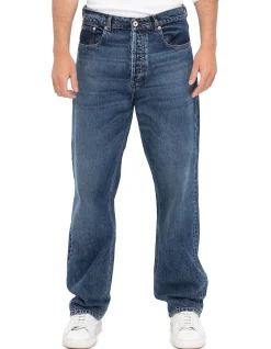 5 Pocket Indigo Straight Leg Cotton Jeans