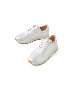 Pollins Metallic Leather Lace Up Trainers