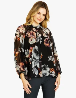 Porcelain Floral Print Blouse