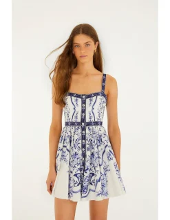 PORCELAIN GARDEN OFF-WHITE SLEEVELESS MINI DRESS
