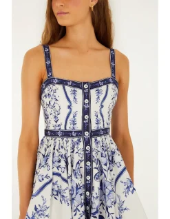 PORCELAIN GARDEN OFF-WHITE SLEEVELESS MINI DRESS