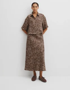 Print Boxy Fit Linen Shirt