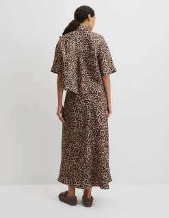 Print Boxy Fit Linen Shirt