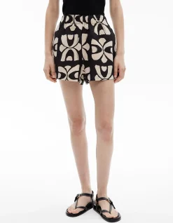 Printed Linen Shorts