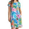 Printed Linen Dress - Vibrant Palm Print