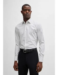Printed Slim-Fit Shirt in Stretch-Cotton Poplin
