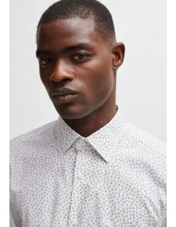 Printed Slim-Fit Shirt in Stretch-Cotton Poplin