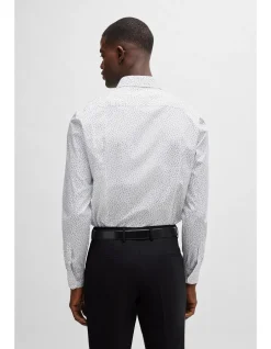 Printed Slim-Fit Shirt in Stretch-Cotton Poplin