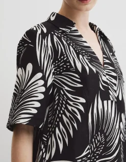 Print Linen Popover Dress
