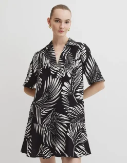 Print Linen Popover Dress