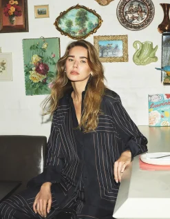 Print Long Sleeve Washable Silk Shirt
