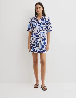 Print Mini Linen Skirt
