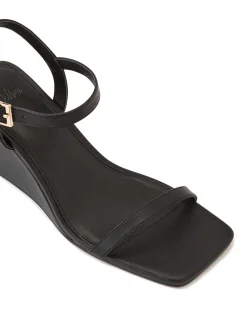 Prisca Black Leather Wedge